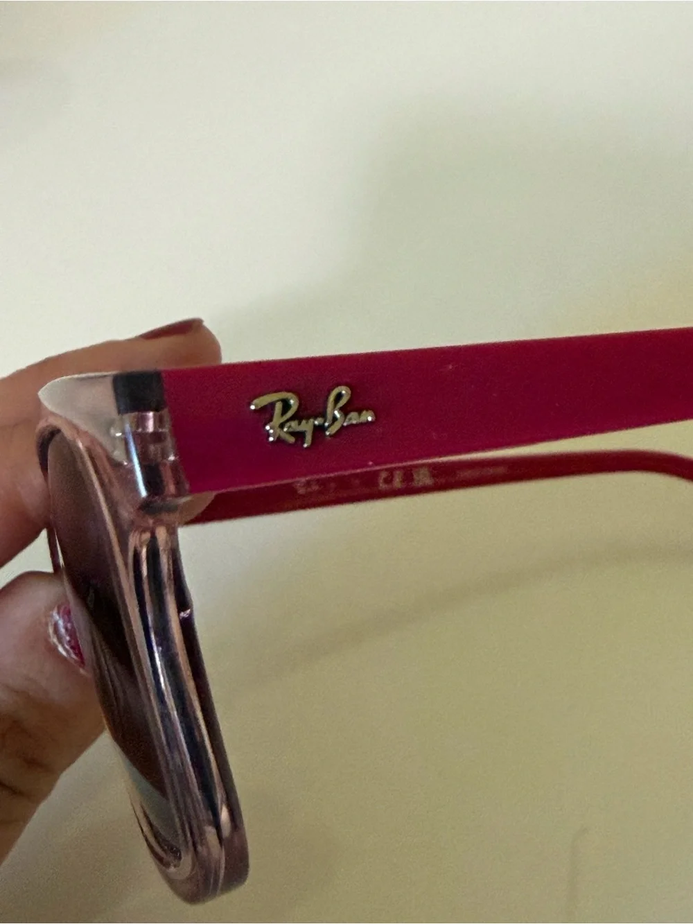 Ray-Ban Junior Pink Transparent Frame Sunglasses with Gradient Lenses